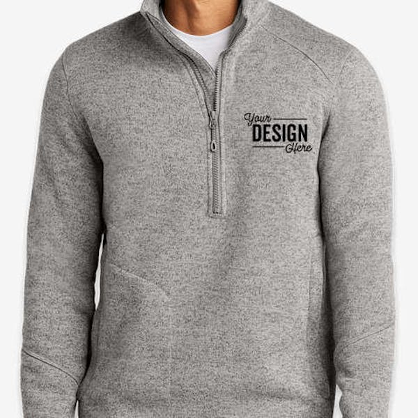 Port Authority Arc Quarter Zip Sweater Fleece Pullover - Printed - Deep Smoke Heather