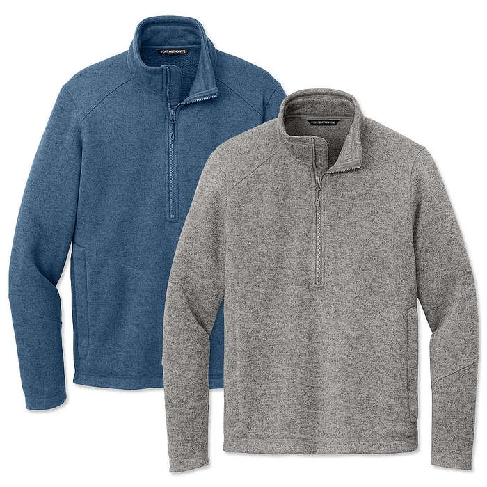 Port Authority Arc Quarter Zip Sweater Fleece Pullover - Printed - Deep Smoke Heather