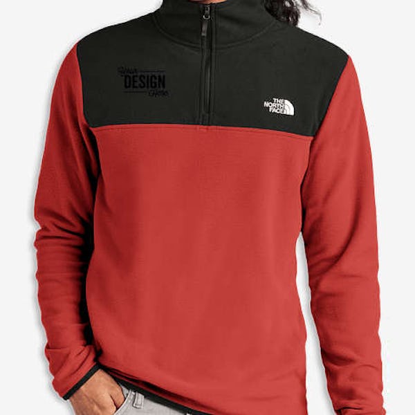 The North Face Glacier Recycled Quarter Zip Fleece Pullover - Embroidered - Rage Red / TNF Black
