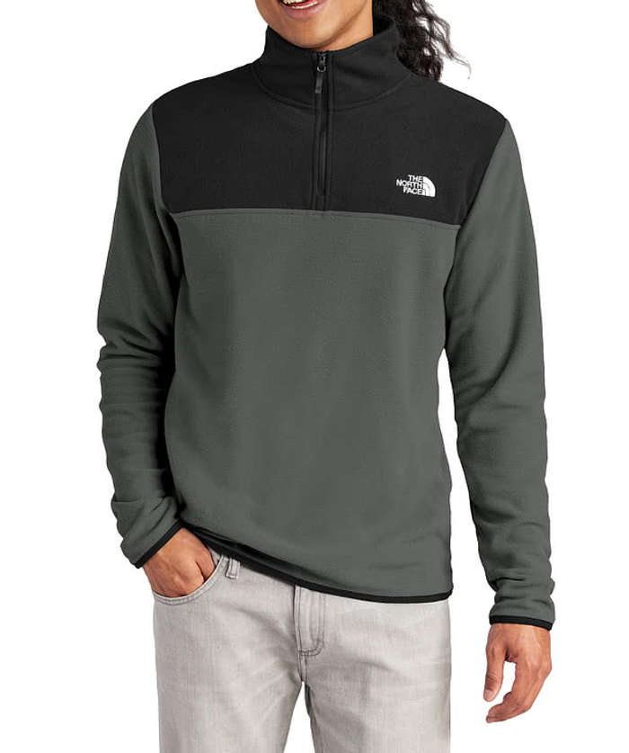 The North Face Glacier Recycled Quarter Zip Fleece Pullover - Embroidered - Rage Red / TNF Black