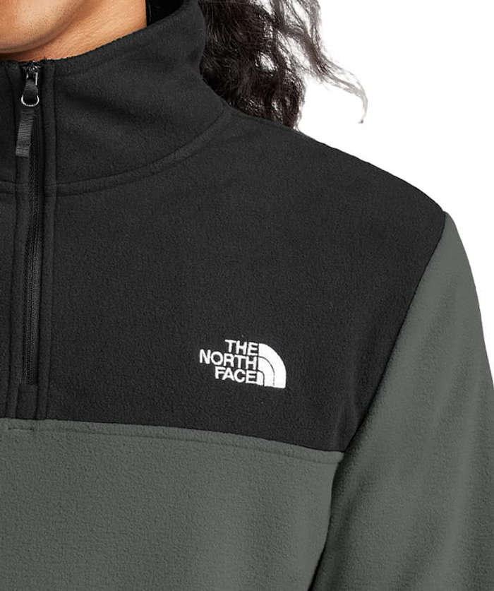 The North Face Glacier Recycled Quarter Zip Fleece Pullover - Embroidered - Rage Red / TNF Black