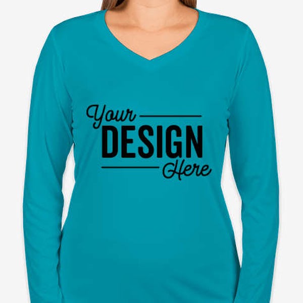 Sport-Tek Women's Competitor Long Sleeve V-Neck Performance Shirt - Atomic Blue