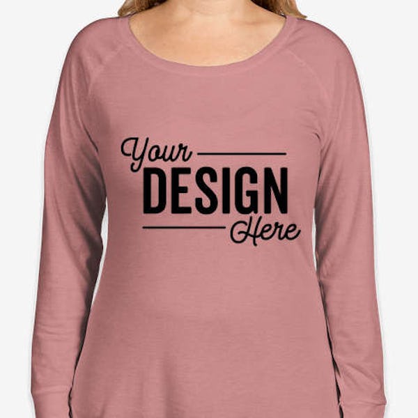 District Women's Tri-Blend Long Sleeve Tunic T-shirt - Blush Frost