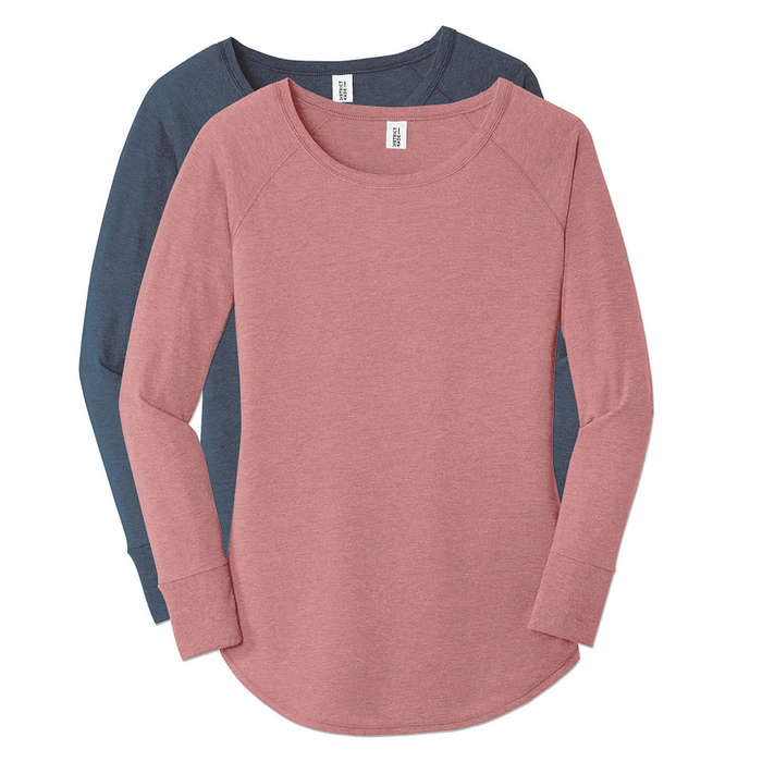 District Women's Tri-Blend Long Sleeve Tunic T-shirt - Blush Frost