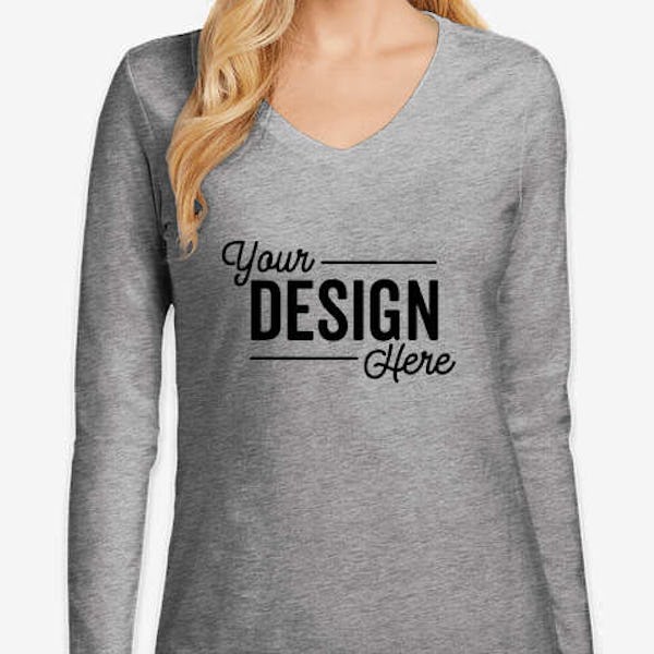 District Women's V.I.T. Long Sleeve V-Neck T-shirt - Light Grey Heather