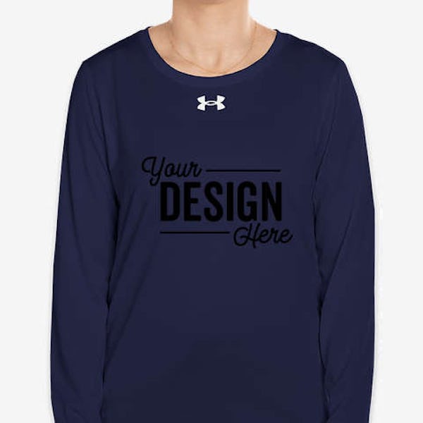 Under Armour Women's Team Tech Recycled Long Sleeve Performance Shirt - Midnight Navy / White