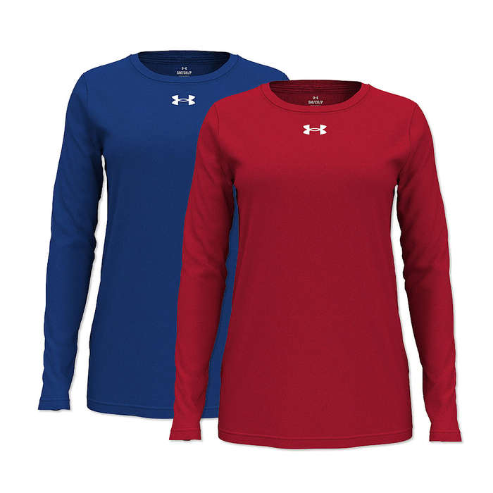 Under Armour Women's Team Tech Recycled Long Sleeve Performance Shirt - Midnight Navy / White