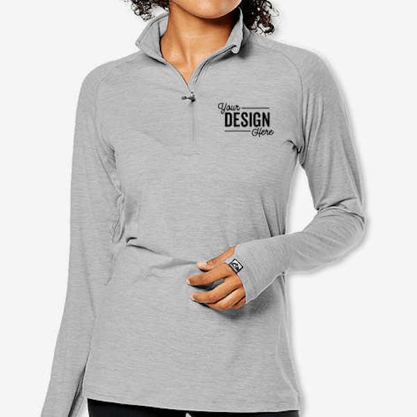 Storm Creek Women's Pacesetter Recycled Performance Quarter Zip Shirt - Light Heather Gray