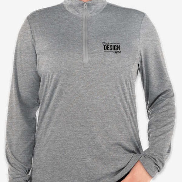 Sport-Tek Women's Endeavor Quarter Zip Performance Shirt - Light Grey Heather
