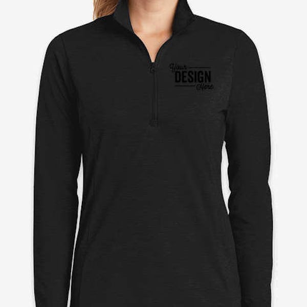 Sport-Tek Women's Tri-Blend Quarter Zip Performance Shirt - Black Triad Solid