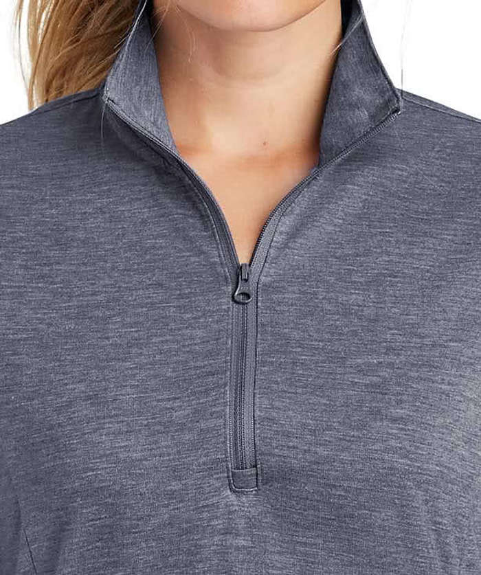 Sport-Tek Women's Tri-Blend Quarter Zip Performance Shirt - Black Triad Solid