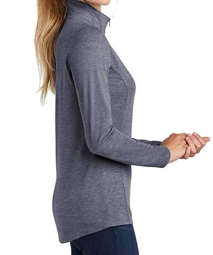 Sport-Tek Women's Tri-Blend Quarter Zip Performance Shirt - Black Triad Solid