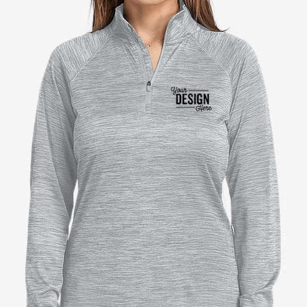 Charles River Women's Space Dyed Quarter Zip Performance Shirt - Grey