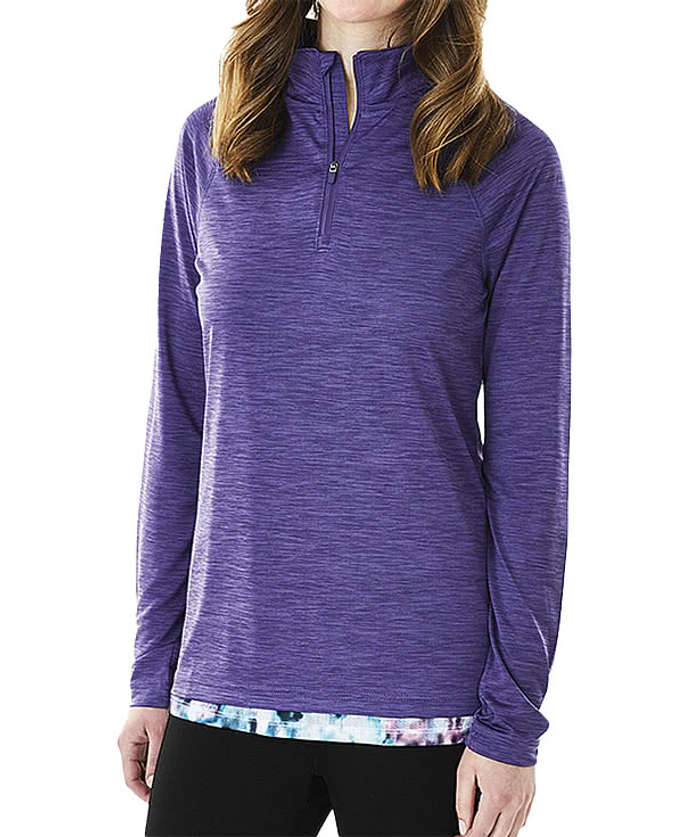 Charles River Women's Space Dyed Quarter Zip Performance Shirt - Grey 4 Charles River Women's Space Dyed Quarter Zip Performance Shirt - Grey