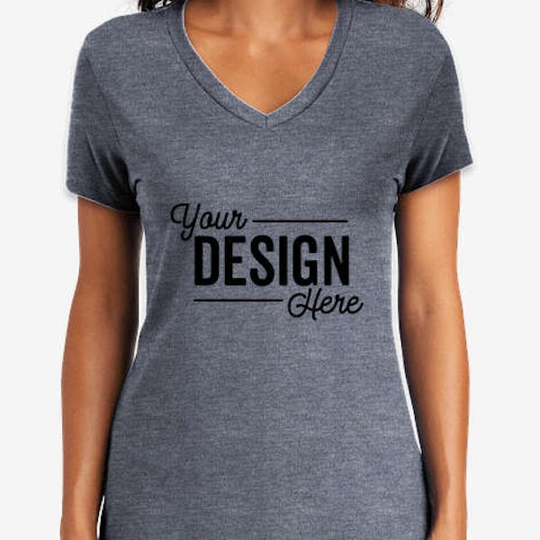 District Women's Perfect Weight V-Neck T-shirt - Heathered Navy