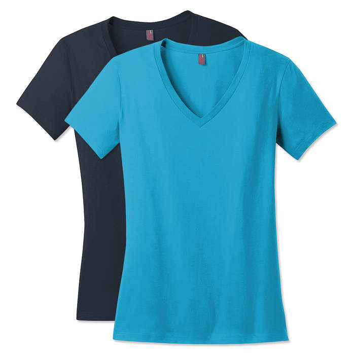 District Women's Perfect Weight V-Neck T-shirt - Heathered Navy