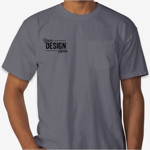Comfort Colors 100% Cotton Pocket T-shirt - Embroidered - Denim