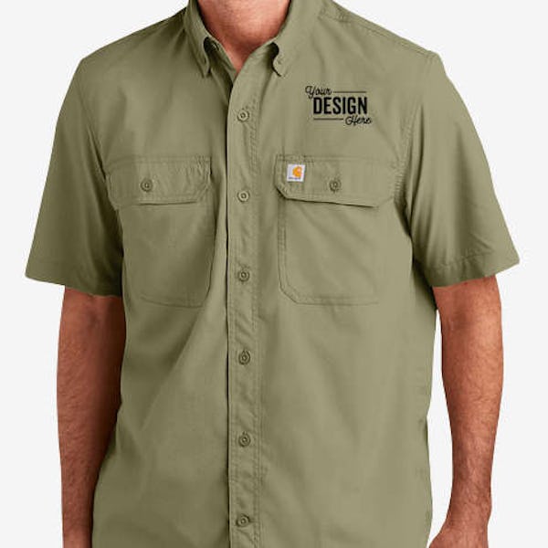 Carhartt Force Solid Short Sleeve Work Shirt - Embroidered - Burnt Olive