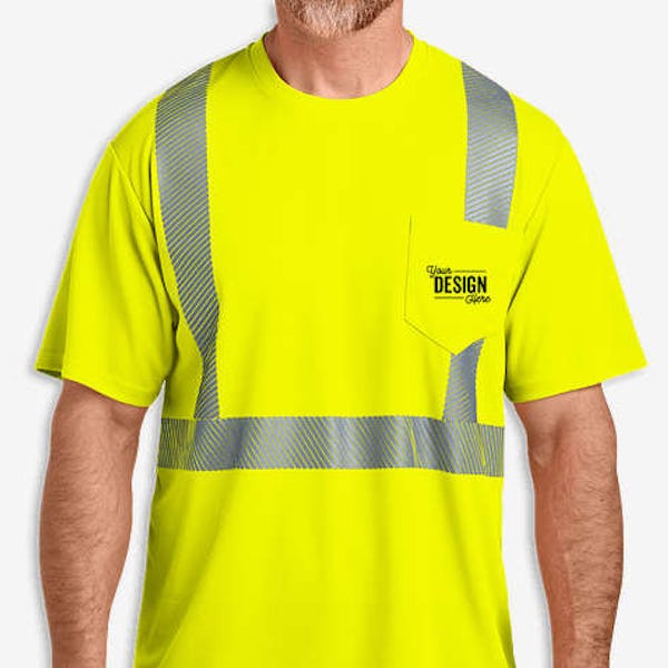 CornerStone Class 2 Segmented Tape Safety Pocket T-shirt - Safety Yellow