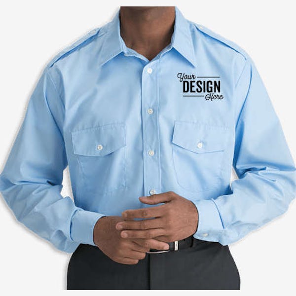 Edwards Navigator Poplin Long Sleeve Work Shirt - Blue