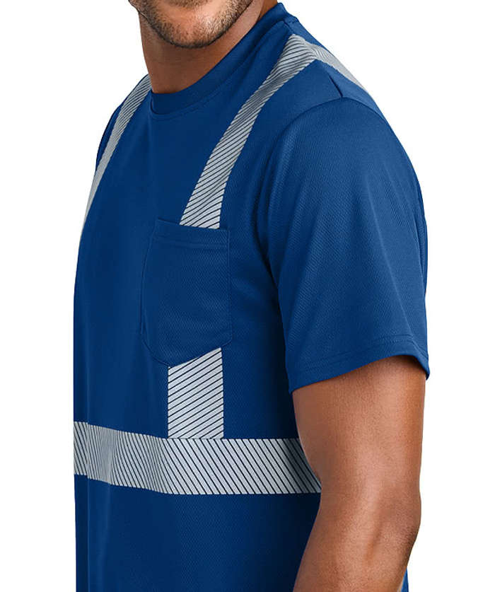 CornerStone Non-ANSI Enhanced Visibility Segmented Tape Safety Pocket T-shirt - Royal 5 CornerStone Non-ANSI Enhanced Visibility Segmented Tape Safety Pocket T-shirt - Royal