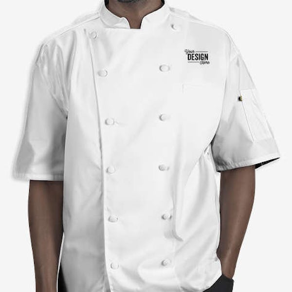 Edwards 12 Button Mesh Back Short Sleeve Chef Coat - White
