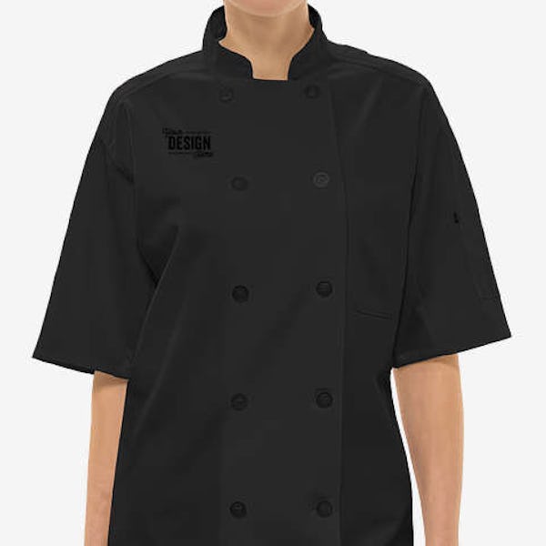 Edwards 10 Button Mesh Back Short Sleeve Chef Coat - Black