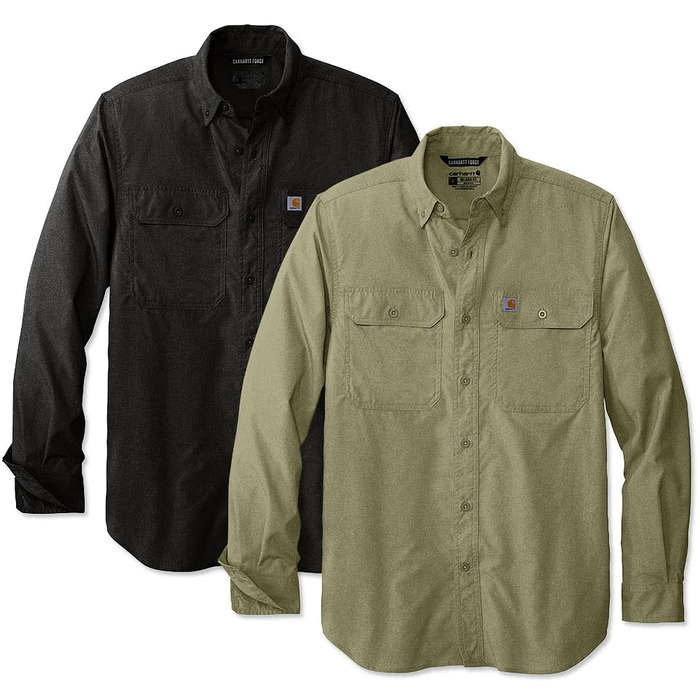 Carhartt Force Solid Long Sleeve Work Shirt - Embroidered - Steel 3 Carhartt Force Solid Long Sleeve Work Shirt - Embroidered - Steel