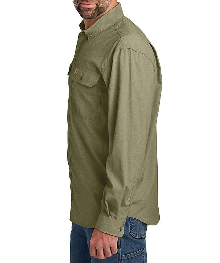 Carhartt Force Solid Long Sleeve Work Shirt - Embroidered - Steel 6 Carhartt Force Solid Long Sleeve Work Shirt - Embroidered - Steel
