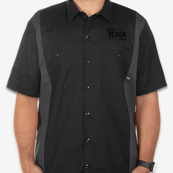 Dickies Colorblock Industrial Work Shirt - Black / Dark Charcoal