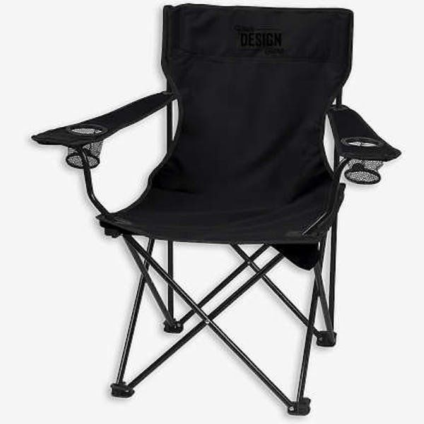 Dual Cup Holder Folding Chair with Carrying Bag - Black