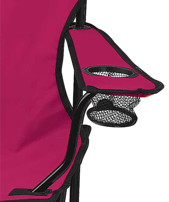 Dual Cup Holder Folding Chair with Carrying Bag - Black