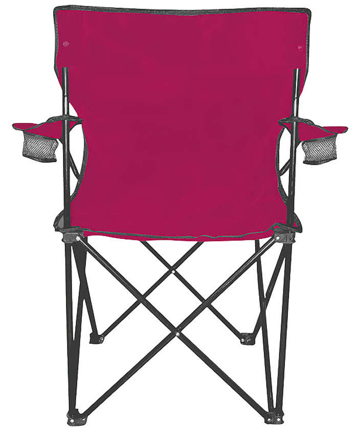 Dual Cup Holder Folding Chair with Carrying Bag - Black