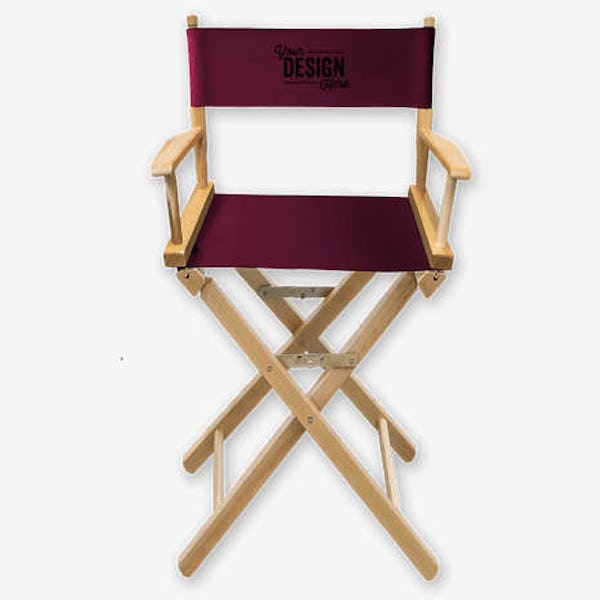Full Color Table-Height Director's Chair - Burgundy