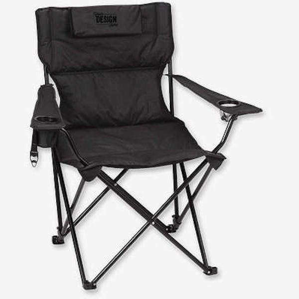 Full Color Padded Foldable Reclining Camping Chair - Black
