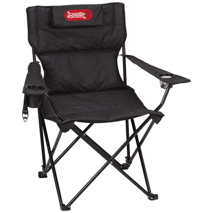 Full Color Padded Foldable Reclining Camping Chair - Black