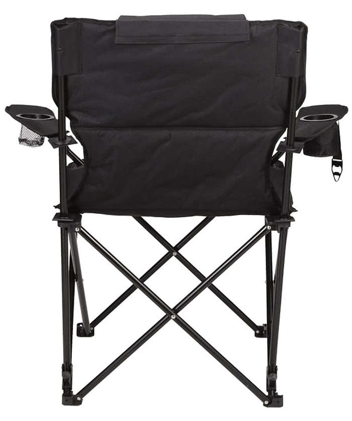 Full Color Padded Foldable Reclining Camping Chair - Black