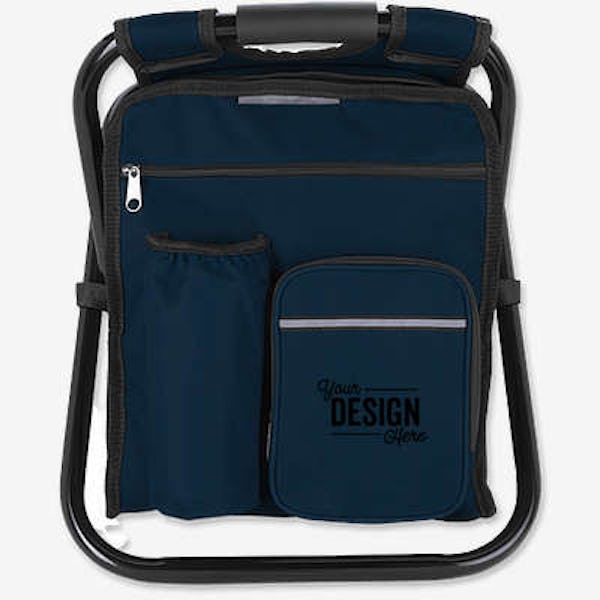 Full Color Take-n-Go Backpack Cooler Chair - Navy