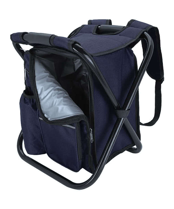 Full Color Take-n-Go Backpack Cooler Chair - Navy