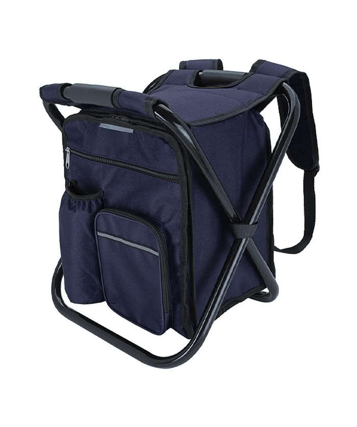 Full Color Take-n-Go Backpack Cooler Chair - Navy