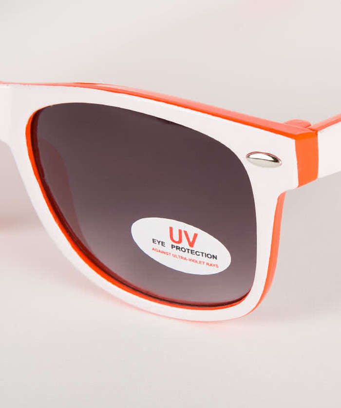 Two-Tone Malibu Sunglasses - Orange / White 5 Two-Tone Malibu Sunglasses - Orange / White