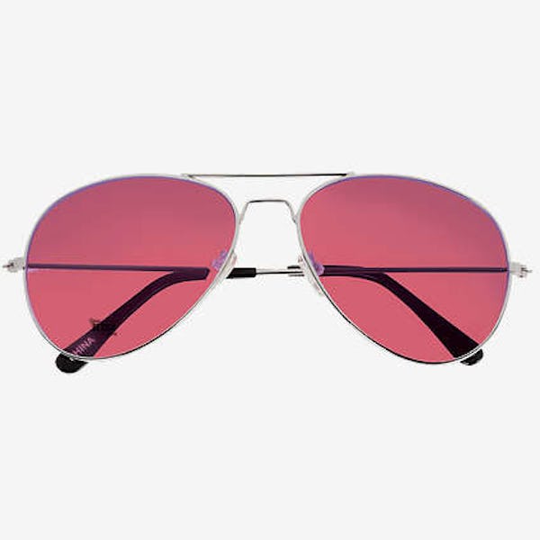 Ocean Gradient Aviator Sunglasses - Silver with Red