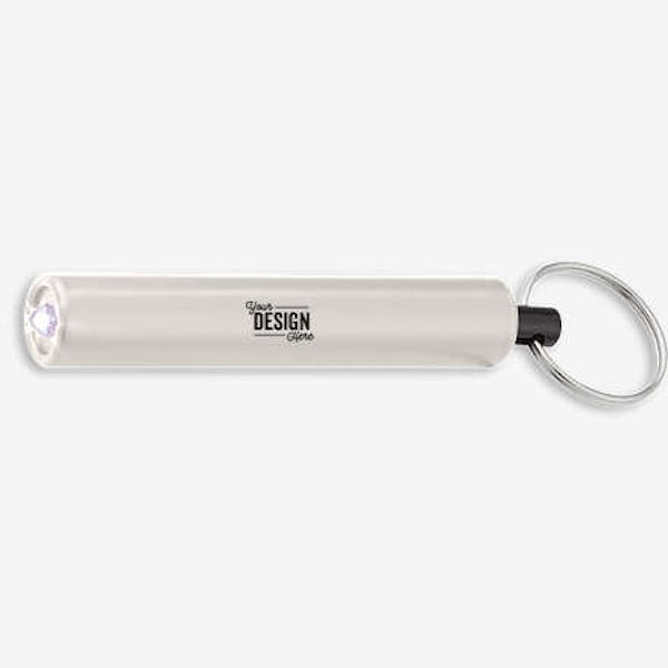 Mini Cylinder LED Flashlight Keychain - Silver
