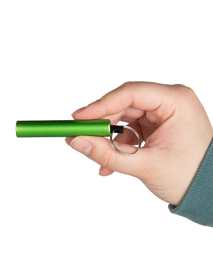 Mini Cylinder LED Flashlight Keychain - Silver