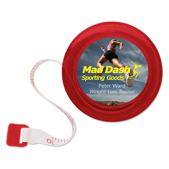 Full Color Mini Round Tape Measure - Translucent Black