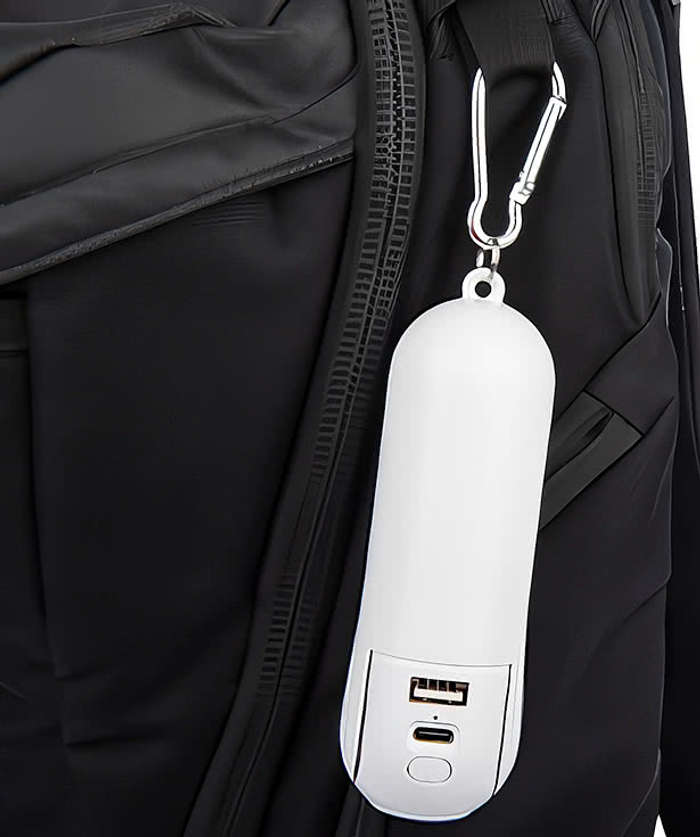 Rechargeable 1,800 mAh Portable Power Bank with Mini Fan and Flashlight - White