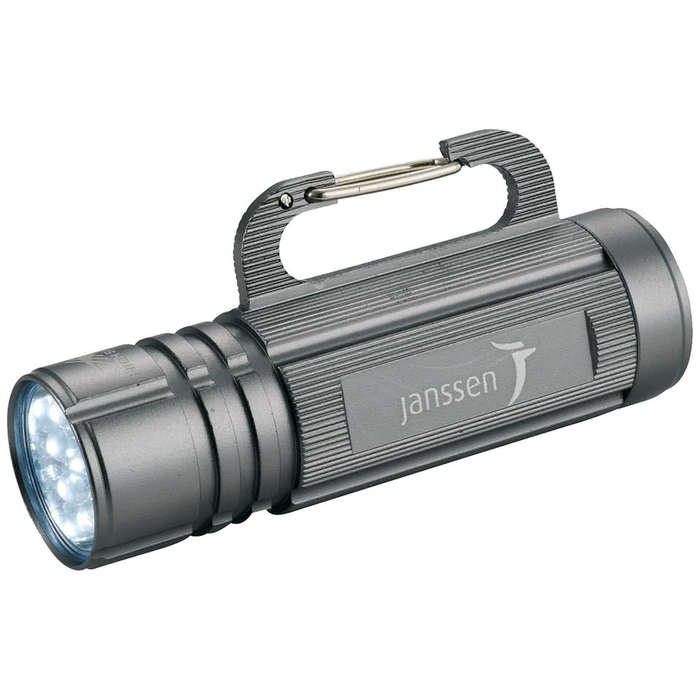 Laser Engraved High Sierra Carabiner Hook Flashlight - Graphite (GA)