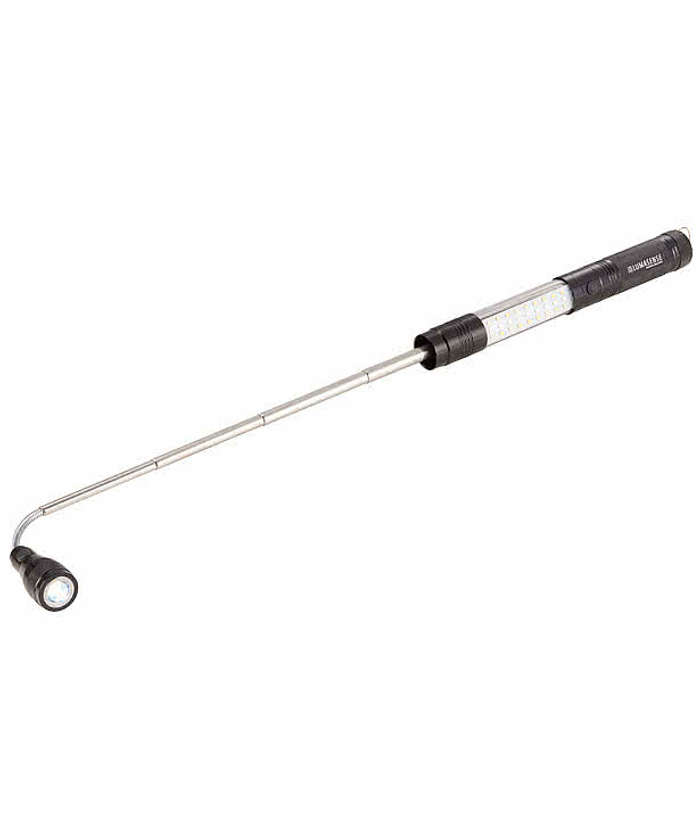Laser Engraved Telescopic Magnetic COB LED Flashlight with Sidelight - Black