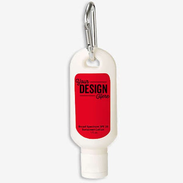 Full Color 1 oz. SPF 30 Sunscreen With Carabiner - Red