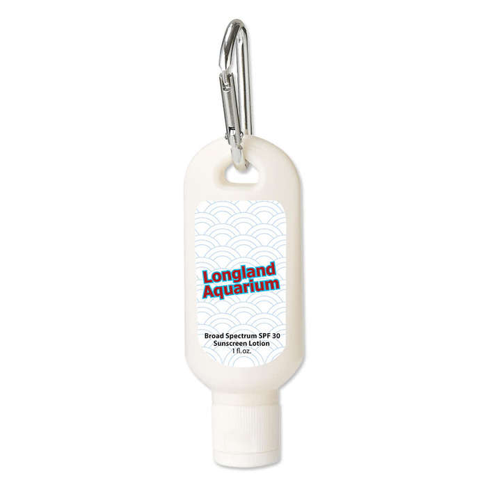 Full Color 1 oz. SPF 30 Sunscreen With Carabiner - Red
